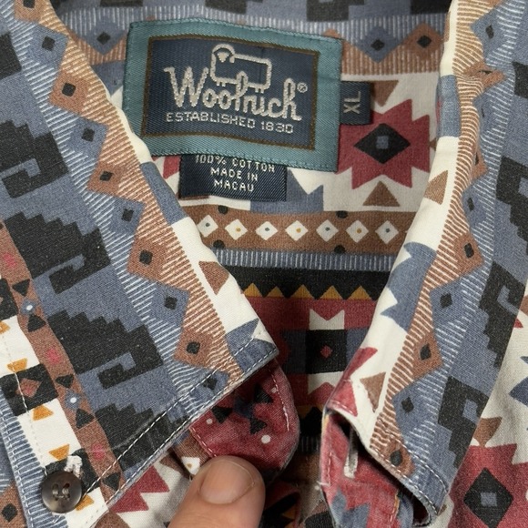Vintage Woolrich Button Down Shirt Mens XL Multicolor Aztec Southwestern *READ* - Picture 4 of 7